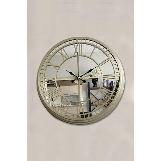 40 cm Aynalı Prinç Metal Lüks Duvar Saati