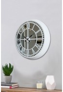 40 cm Aynalı Beyaz Metal Lüks Duvar Saati