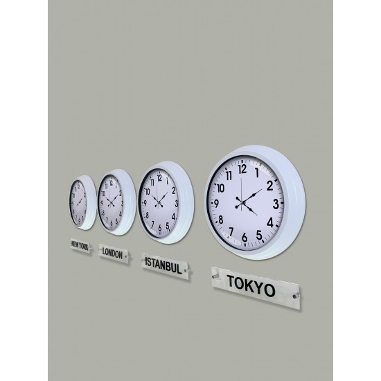 40 Cm Beyaz Metal 4 Adet Set Otel Dünya Saati
