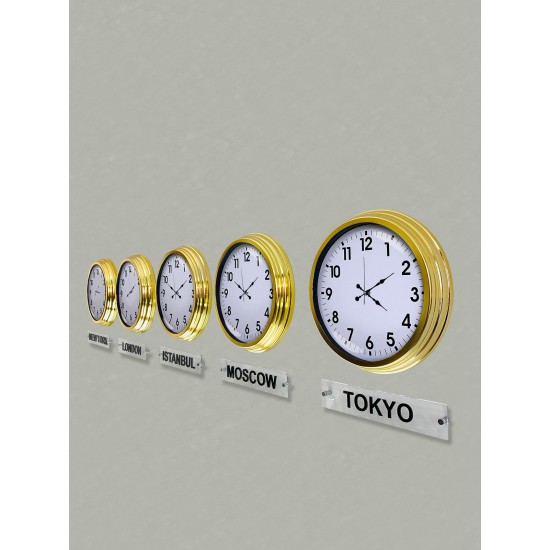 40 Cm Gold Metal 5 Adet Set Otel Dünya Saati