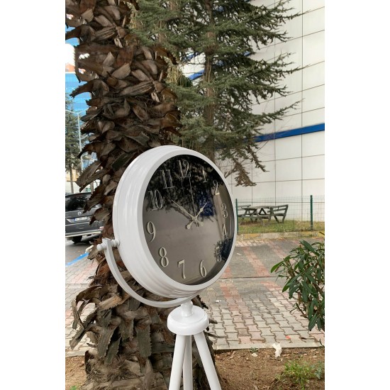150 Cm Beyaz Metal Aynalı Ayaklı Tripot Saat